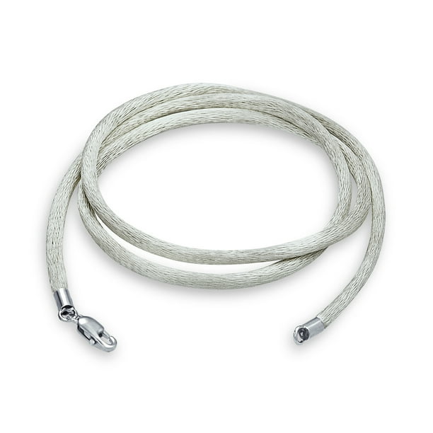 Necklace Cord For Pendant Black Satin 14" Silver Plated Lobster Clasp Necklace Cord For Pendant Black Satin 14" Silver Plated Lobster Clasp